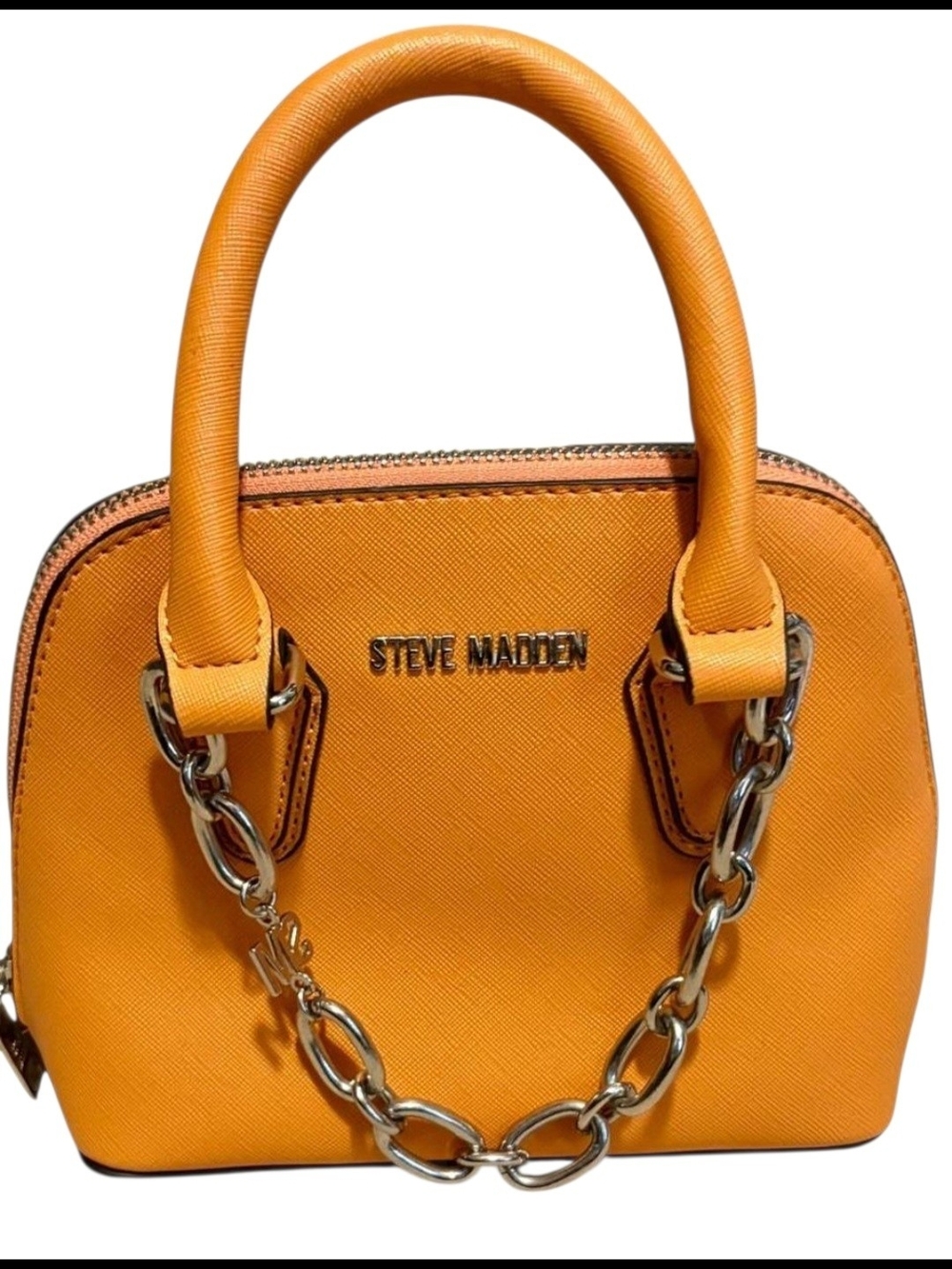 Steve Madden Orange Mini Dome Satchel with Chain Detail